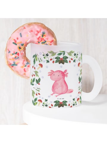 Mr. & Mrs. Panda Teetasse Glas Axolotl Glücklich ohne Spruch in Transparent