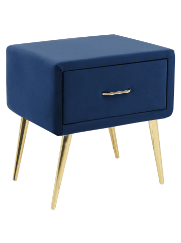 Beliani Nachttisch FLAYAT in Blau/Gold - (W) 46 x (H) 49 x (L) 38 cm