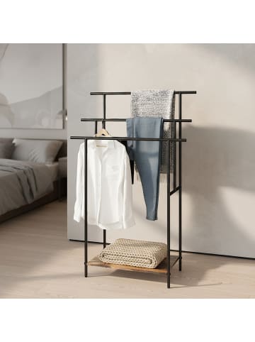 relaxdays Handtuchständer in Dunkelbraun/ Schwarz - (B)68 x (H)100 x (T)30 cm