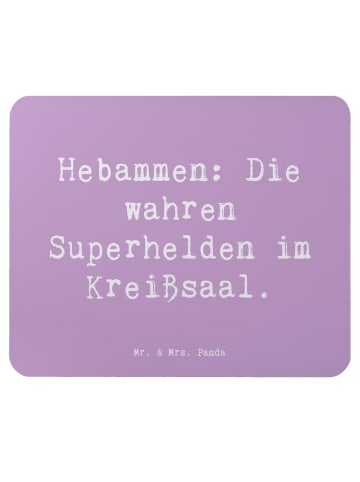 Mr. & Mrs. Panda Mauspad Spruch Hebamme Superhelden mit Spruch in Lavendeltraum