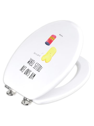 Mr. & Mrs. Panda Toilettendeckel Toast Marmelade mit Spruch in Weiß