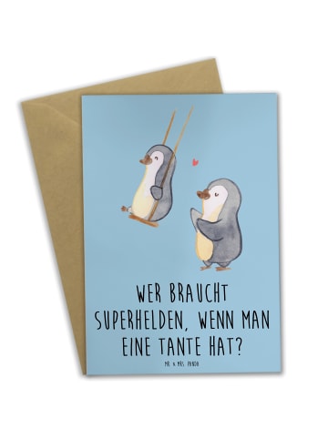 Mr. & Mrs. Panda Beileidskarte Lieblings-Tante mit Spruch in Blau Pastell