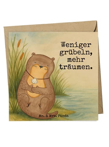 Mr. & Mrs. Panda Grußkarte Otter Muschel Design mit Spruch in Weiß