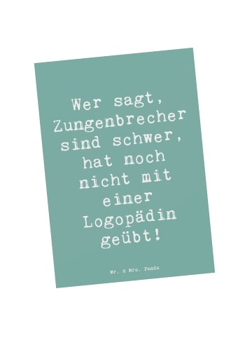 Mr. & Mrs. Panda Postkarte Spruch Training mit Logopädin mit Spruch in Meeresbrise