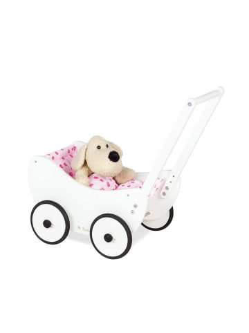 Pinolino Trixi Puppenwagen inkl. Bettzeug - Lauflernhilfe aus Holz in Weiß