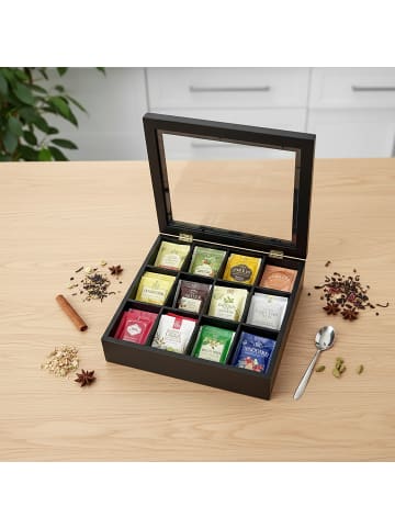 relaxdays Teebox in Schwarz - (B)28 x (H)9 x (T)23 cm