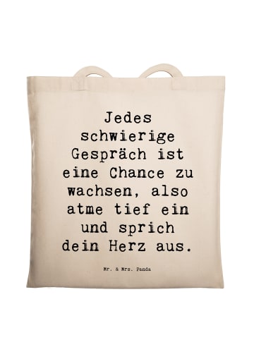 Mr. & Mrs. Panda Tasche Spruch Ein schwieriges Gespräch führen m... in Creme
