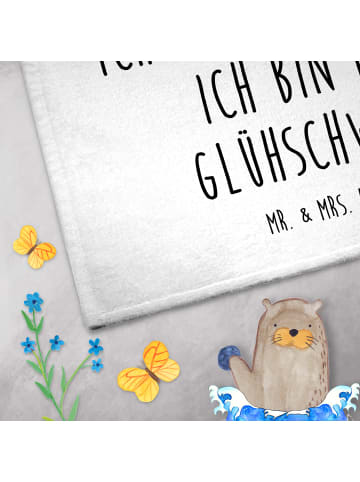 Mr. & Mrs. Panda Gästehandtuch Schwein Glühwein mit Spruch in Weiß