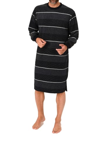 NORMANN Frottee Nachthemd langarm Bündchen - 86937 in schwarz