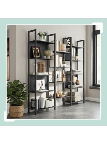 relaxdays Bücherregal in Schwarz - (B)158 x (H)166 x (T)24 cm