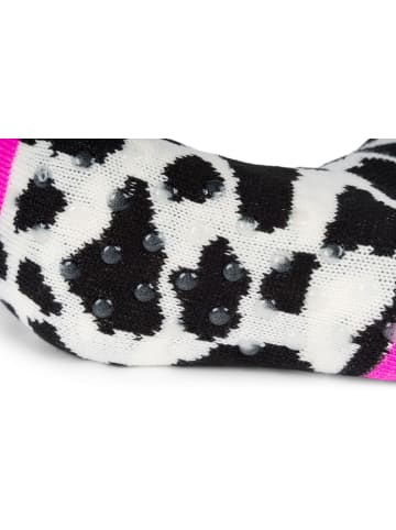 styleBREAKER ABS Kuschelsocken mit Animal Print in Kuh-Pink-Schwarz-Weiß