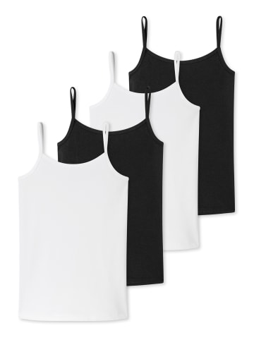Schiesser Spaghetti Top Teens Girls 95/5 Organic Cotton in Schwarz / Weiß