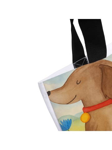 Mr. & Mrs. Panda Strandtasche Hund Blume Design mit Spruch in Weiß