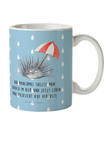 Mr. & Mrs. Panda Becher Seeigel mit Spruch in Blau Pastell