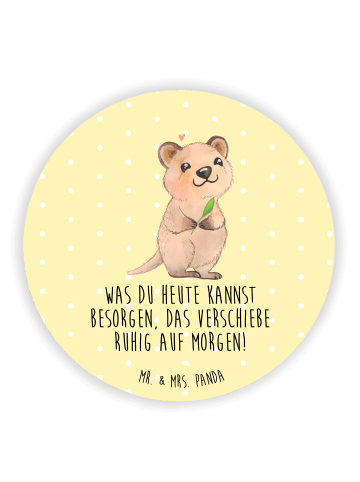 Mr. & Mrs. Panda Rund Magnet Quokka Happy mit Spruch in Gelb Pastell