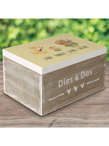 Mr. & Mrs. Panda Geschenkbox Waldtiere Aloha mit Spruch in Gelb Pastell