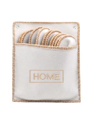 relaxdays 6 x Gästehausschuhe "Home" in Beige