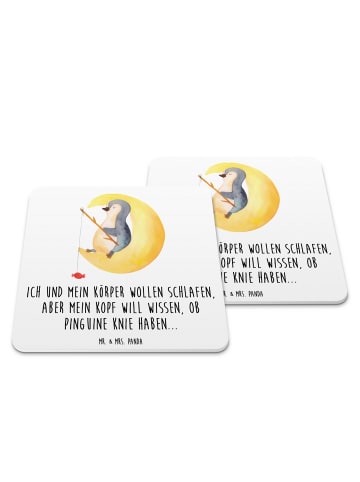 Mr. & Mrs. Panda Untersetzer für Gläser Pinguin Mond mit Spruch in Weiß