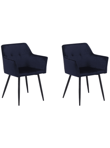 Beliani 2er-Set Esszimmerstuhl JASMIN in Blau/Schwarz