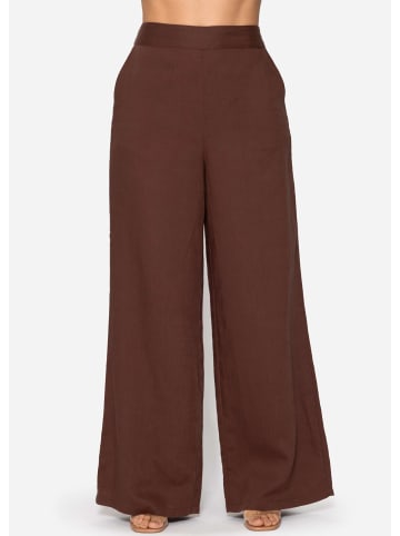 SASSYCLASSY Leinen Hose mit geradem Bein in Braun