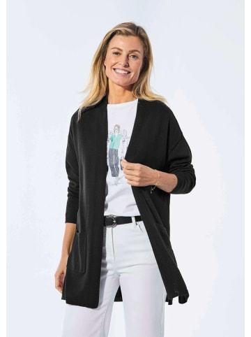 GOLDNER Kurzgröße:  Longstrickjacke Longstrickjacke mit Taschen in schwarz