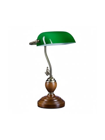 relaxdays Bankerlampe in Grün/Braun - (B)26,5 x (H)43 x (T)18 cm