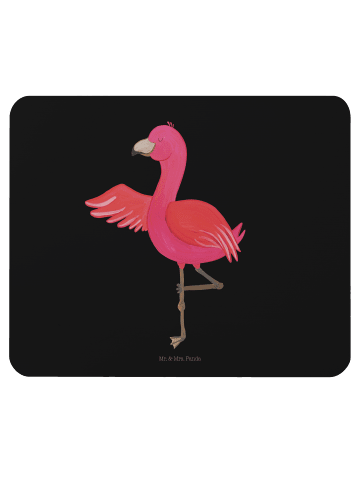 Mr. & Mrs. Panda Mousepad Flamingo Yoga ohne Spruch in Schwarz