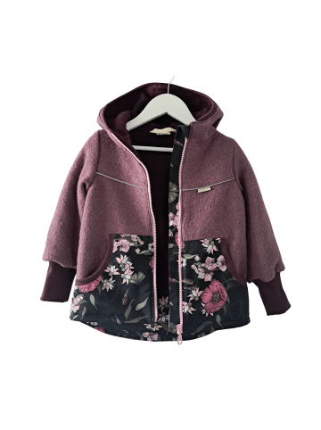 levily - Manufaktur babyfroh  Jacke Wollwalk-Softshell Pink Flowers