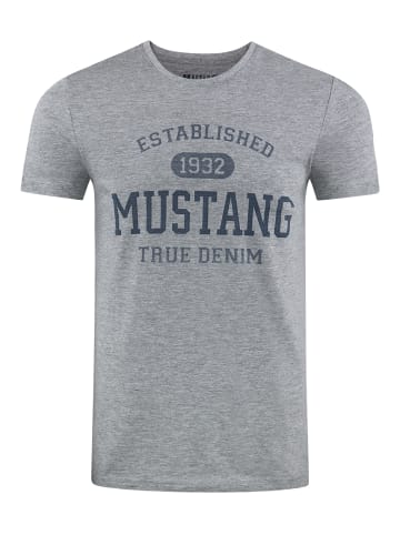 Mustang T-Shirt Basic Print Tee in Grau