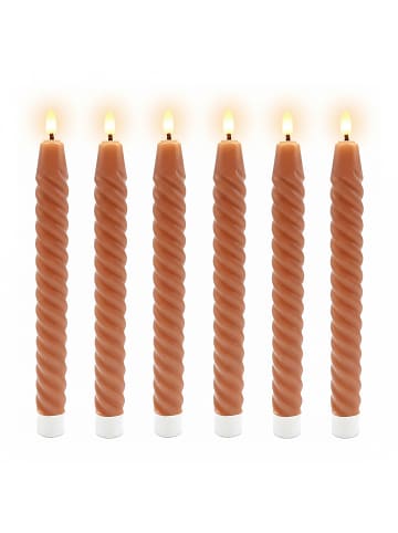 relaxdays 6 x LED Stabkerzen in Altrosa