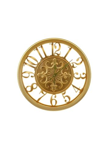 Almina Elegante Wanduhr Ø35cm Ziermuster Vintage Style aus Kunststoff in Schwarz