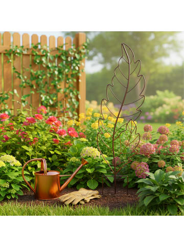 relaxdays 4 x Rankgitter "Blatt" in Braun - (B)30 x (H)100 cm