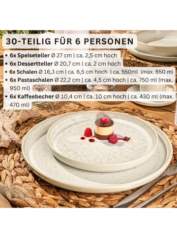 Sänger 30-tlg. Kombiservice Key West in Creme aus Steingut