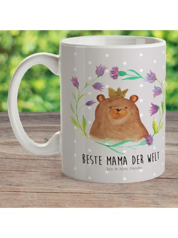 Mr. & Mrs. Panda Camping Tasse Bär Königin mit Spruch in Grau Pastell