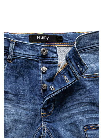 Humy Stretch Denim Shorts im Cargostyle mit Knopfleiste A&S in Dunkelblau