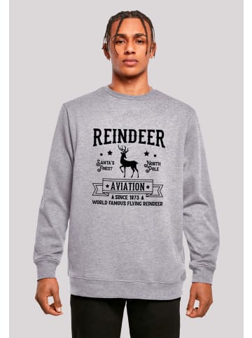 F4NT4STIC Sweatshirt Reindeer Aviation Retro Weihnachten Sign in grau meliert