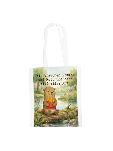 Mr. & Mrs. Panda Tote Bag Otter Pommes Design mit Spruch in Weiß