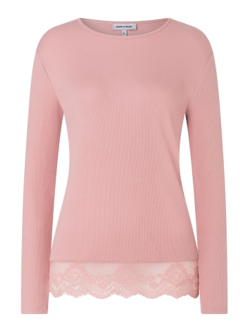 More & More schmales Rippshirt, Spitzensaum in mellow rose