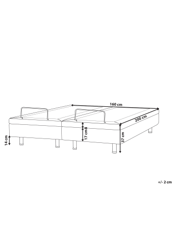 Beliani Doppelbett DUKE II in Grau/Schwarz - (W) 160 x (H) 37 x (L) 200 cm
