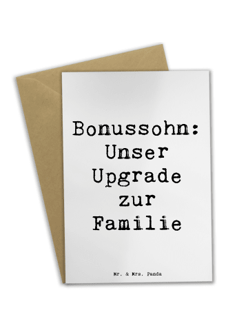 Mr. & Mrs. Panda Grußkarte Bonussohn Wertschätzung mit Spruch in Weiß