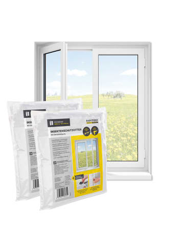 EASYmaxx Moskitonetz Fenster 2er-Set 110x130cm weiß mit Klettverschluss Transparent