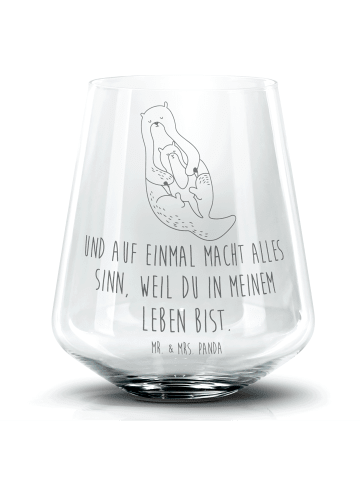 Mr. & Mrs. Panda Blümchentail Glas Otter Kind mit Spruch in Transparent
