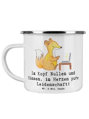 Mr. & Mrs. Panda Camping Emaille Tasse Programmierer Herz mit Sp... in Weiß