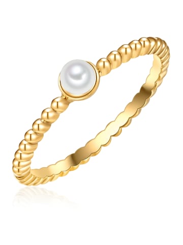 Lulu & Jane Perlen-Ring Messing Muschelkernperle in gelbgold