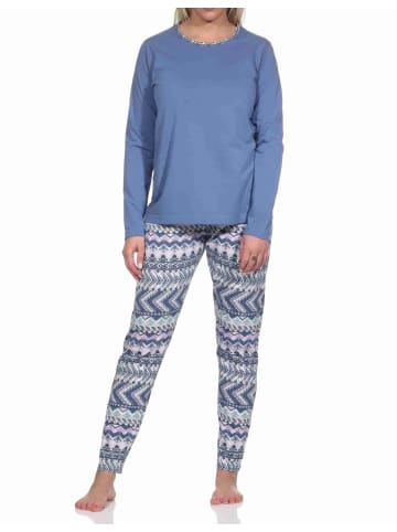 NORMANN langarm Schlafanzug PyjamaEthnolook - 77321 in blau