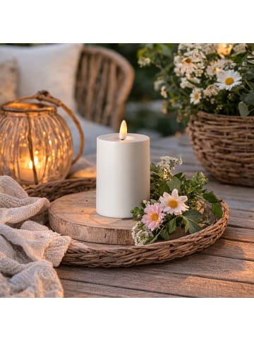 MARELIDA LED Kerze für Innen/Außen Outdoorkerze H: 12,5cm in weiß