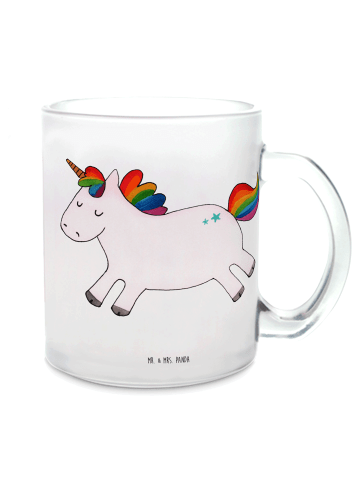 Mr. & Mrs. Panda Glas Einhorn Happy ohne Spruch in Transparent