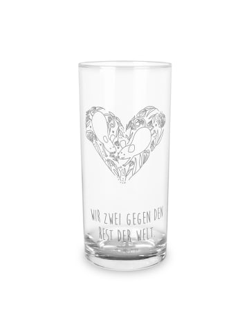 Mr. & Mrs. Panda Wasserglas Mäuse Herz mit Spruch in Transparent
