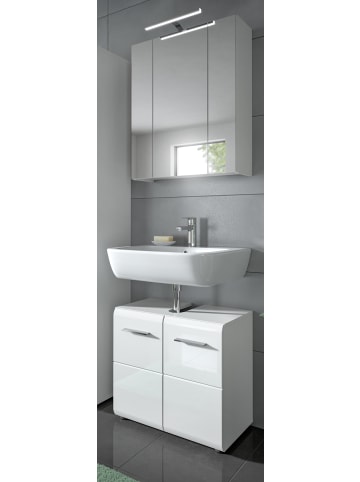 Inn.Furn Badmöbel-Set weiß Hochglanz 2-teilig, Badkombination 60 cm