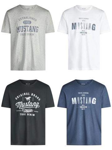 Mustang T-Shirt 4er Pack Mustang Herren T-Shirt in Mehrfarbig